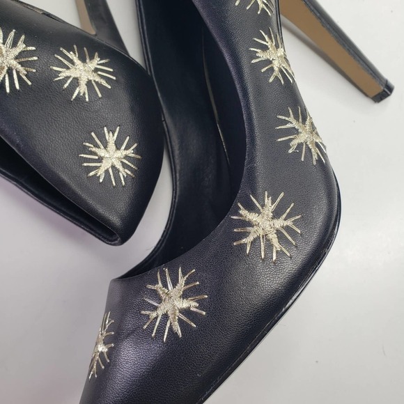 Alex + Alex Starburst Embroidered Pumps 9 Black Gold Star Heels - Picture 10 of 12